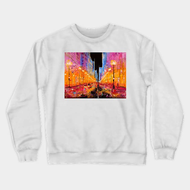 Chicago. Streetlights Crewneck Sweatshirt by NataliaShchip